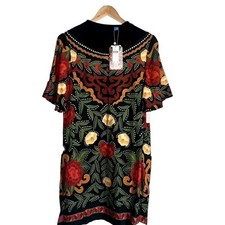 Anthropologie Farm Rio Womens Blue Larsa Mock Neck Mini Shift Dress Size Small Anthropologie Farm Rio Womens Blue Larsa Mock Neck Mini Shift Dress Size Small