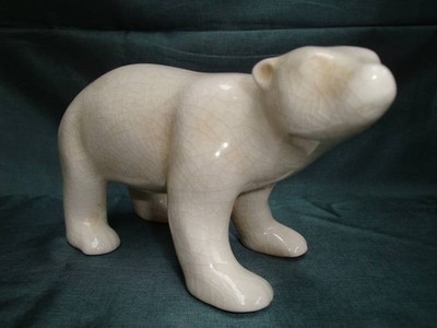 posąg niedźwiedź zwierzęcy Styl Art Deco Styl Art Nouveau porcelana pęknięty