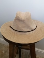Bush Hat. Genuine Leather. Size S. Light Sandy Brown Nubuck. Excellent Condition