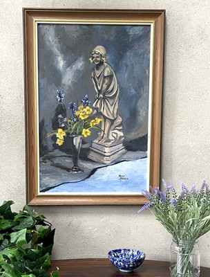 Vintage Ölgemälde Mädchen mit Blumen bezauberndes Gemälde des Künstlers Mavis Harper