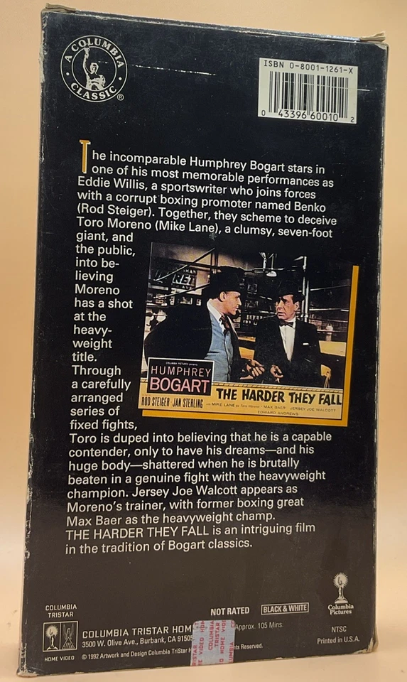 The Harder They Fall VHS 1956, 1992 Humphrey Bogart **Buy 2 Get 1 Free** Foto 2 de 3