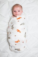 Baby Swaddle Blanket Muslin Cotton Forest Friends 47" x 47" Receiving Wrap