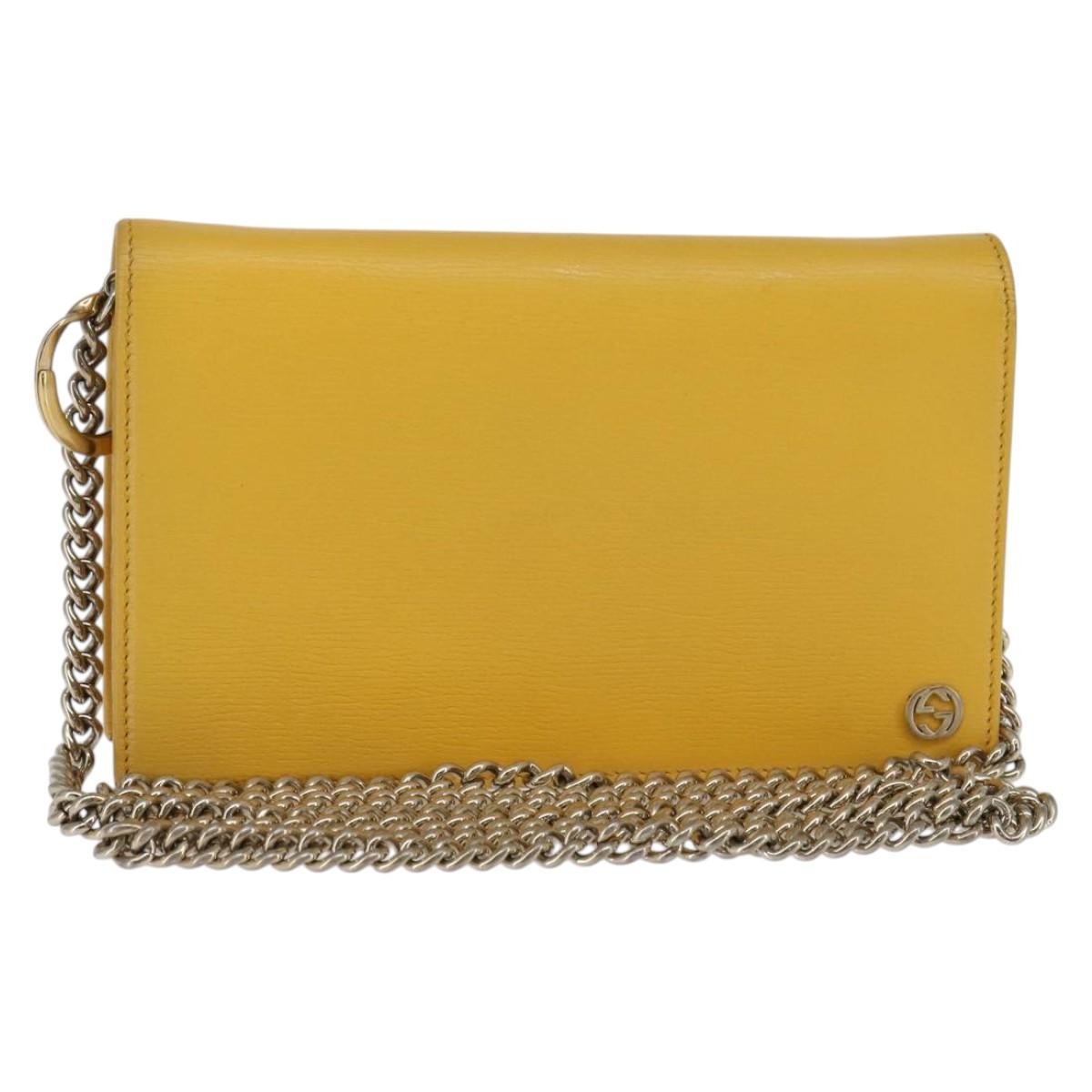 スペシャルボックス他セット GUCCI Chain Shoulder Bag Leather Yellow 354697 Auth 142696 | eBay