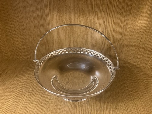 Antique Vintage Silver Plated EPNS Round Pedestal Swing Handled Tray