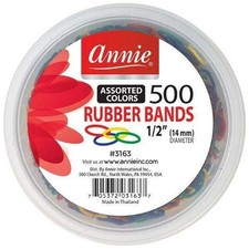 Annie Rubber Bands 500 Count Medium 26Mm Black Hair Ties For Ponytails And