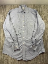 Brooks Brothers Dress Shirt Mens 16 Blue Gingham Regent Slim Fit Non Iron LS