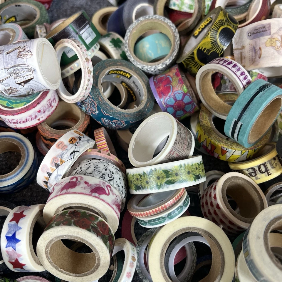 Mixed Washi Tape Lot Scrapbooking Journaling Crafts Assorted Designs Used - Image 4 of 4