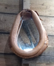 Vintage Brown Leather Horse Collar Mirror 9" x 8"