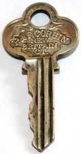 Vintage P & F Corbin Brass Key ~ New Britain, CT ~ Early American Hardware ~ 2"