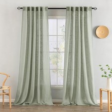 Linen Curtains 90 Inch Length 2 Panels for 52"W x 90"L Pack of 2 Sage