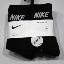 NEW Nike XXS 7C-10C Sock Size 4-5 Cushioned Crew Socks Black 6 Pairs BN0509