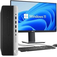 HP Windows 11 Pro Desktop PC i5 6th 16GB RAM 1TB SSD HDD Dual 24" Monitor Wi-Fi