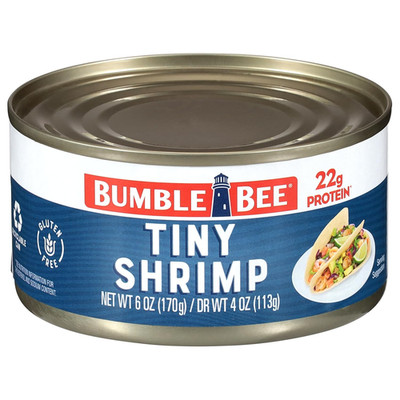 Bumble Bee Tiny Canned Shrimp, 6 Oz Can (Pack of 1) - Served in Water, Cooked, P