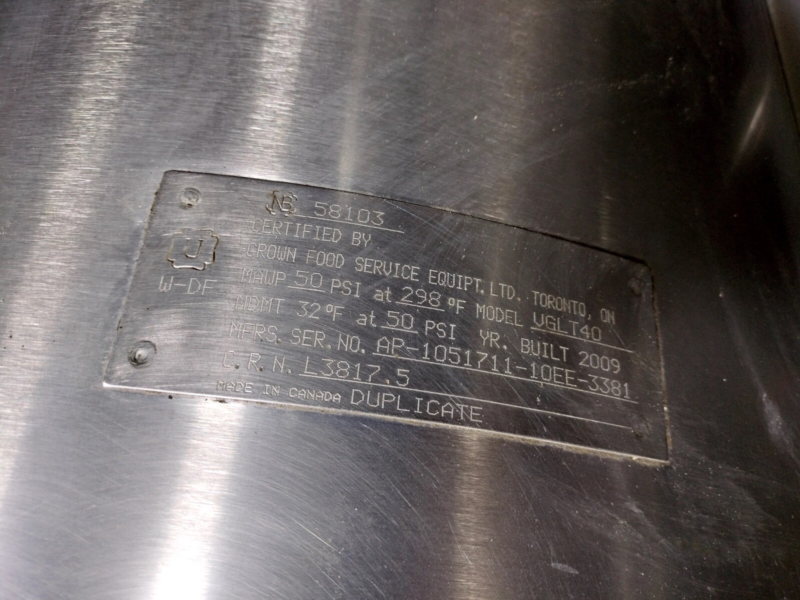 Vulcan Hart Crown VGLT40 VGLT 40 Gallon Tilt Tilting Kettle - Gas