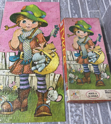 VINTAGE 1973 MILTON BRADLEY PUZZLE TYKES Big Eyes Girl MOUSE 400 PC