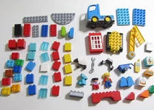 Lego Duplo Lot Bricks Figures Dinosaur Construction Dozer Semi Truck Misc Pieces