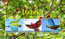 Antigua 2017 - Macaws - Birds - Sheet of 3 Stamps - MNH