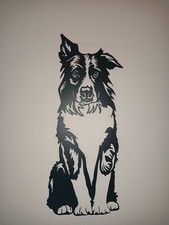 Cane Border Collie nero su fondo parete/ Cucciolo animali regalo ferro
