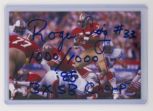 Roger Craig Signed 4x6 Photo w/ SB Champ & 1000/1000  Inscription - 49ers Auto