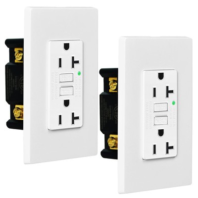 20A Amp GFCI Outlet Electrical Duplex Receptacle with Plate Non-TR ETL Listed ×2