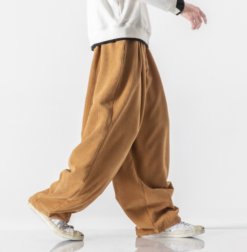 Men Corduroy Baggy Pants Kung Fu Loose 