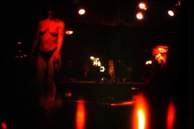 Pretty woman busty dancer on stage  candid 35mm Slide V7c2