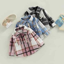 New Plaid Shirt Jacket Outfits Button Down Cardigan Kids Coat Tops Fall Clothes