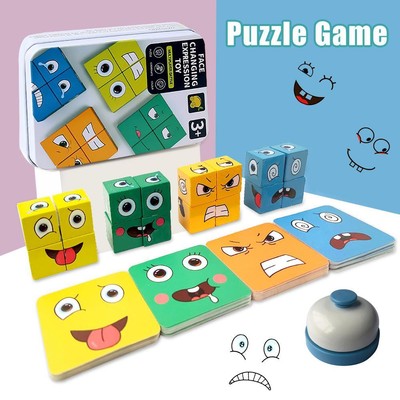 Face Changing Cube Game Kids Montessori Phrase Puzzle Learning Building Blocks T