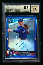 2018 BOWMAN CHROME JORDAN GROSHANS RC BLUE REFRACTOR AUTO YANKEES 57/150 BGS 9.5