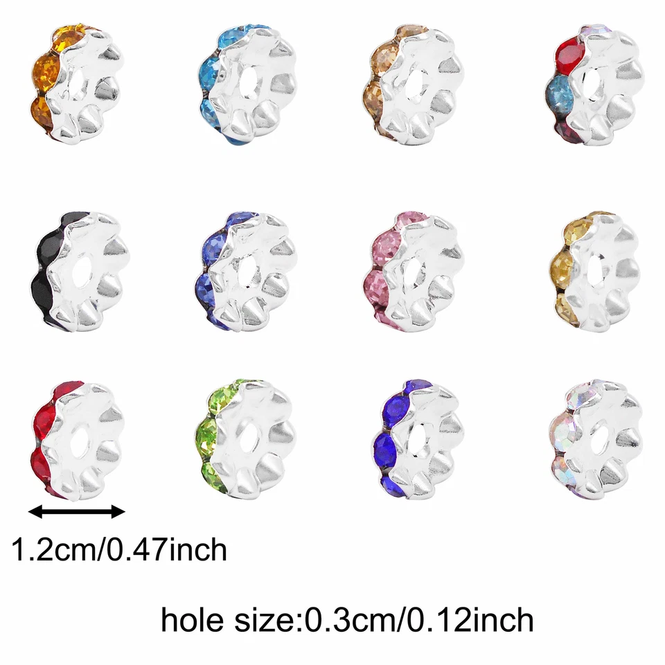 50 piezas surtidas de plástico sueltas estrás espaciadores plástico para manualidades 12 mm Foto 2 de 4