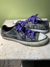 Vintage Converse All Star Made in USA Low Black Tapestry Flower Canvas Sz 6.5