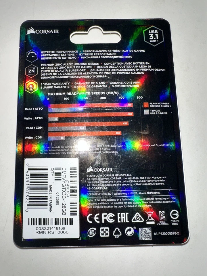 Corsair Flash Voyager GTX USB 3.1 128GB Premium Flash Drive, New & Sealed!! Nice - Image 2 of 4