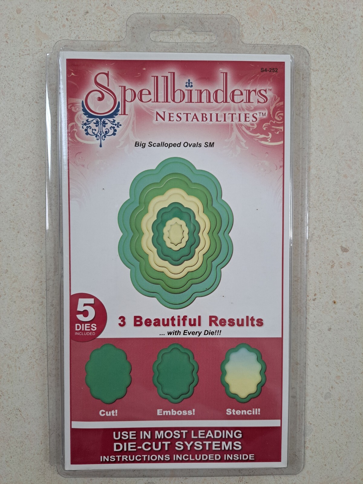 Spellbinders NESTABILITIES Big Scalloped Ovals 5 Dies Stencils Cut Emboss BNIP