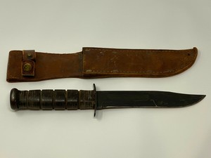 Rare Us Ww2 Ka Bar Straight Line Marked Guard Usn Stamped 21 On Handle Sheath Ebay