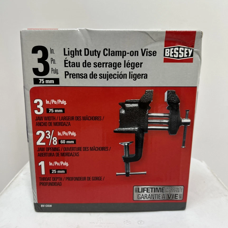 BESSEY BV-C030 Clamp-On Bench Vise, Light-Duty, 3” Wide Jaws - Image 3 of 4