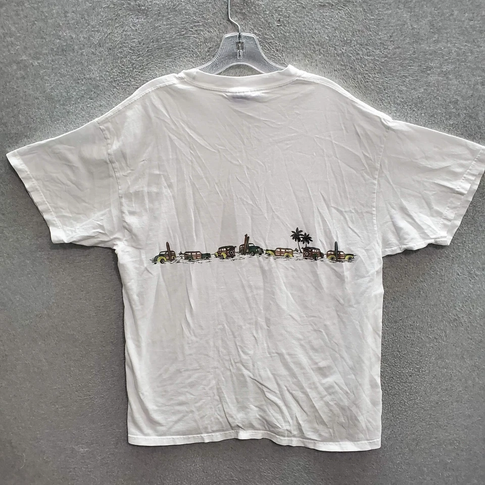 Camiseta DE COLECCIÓN Maui Hawaii Hombres Grande Blanca Y2K Coches Clásicos Tabla de Surf Camiseta Foto 4 de 4