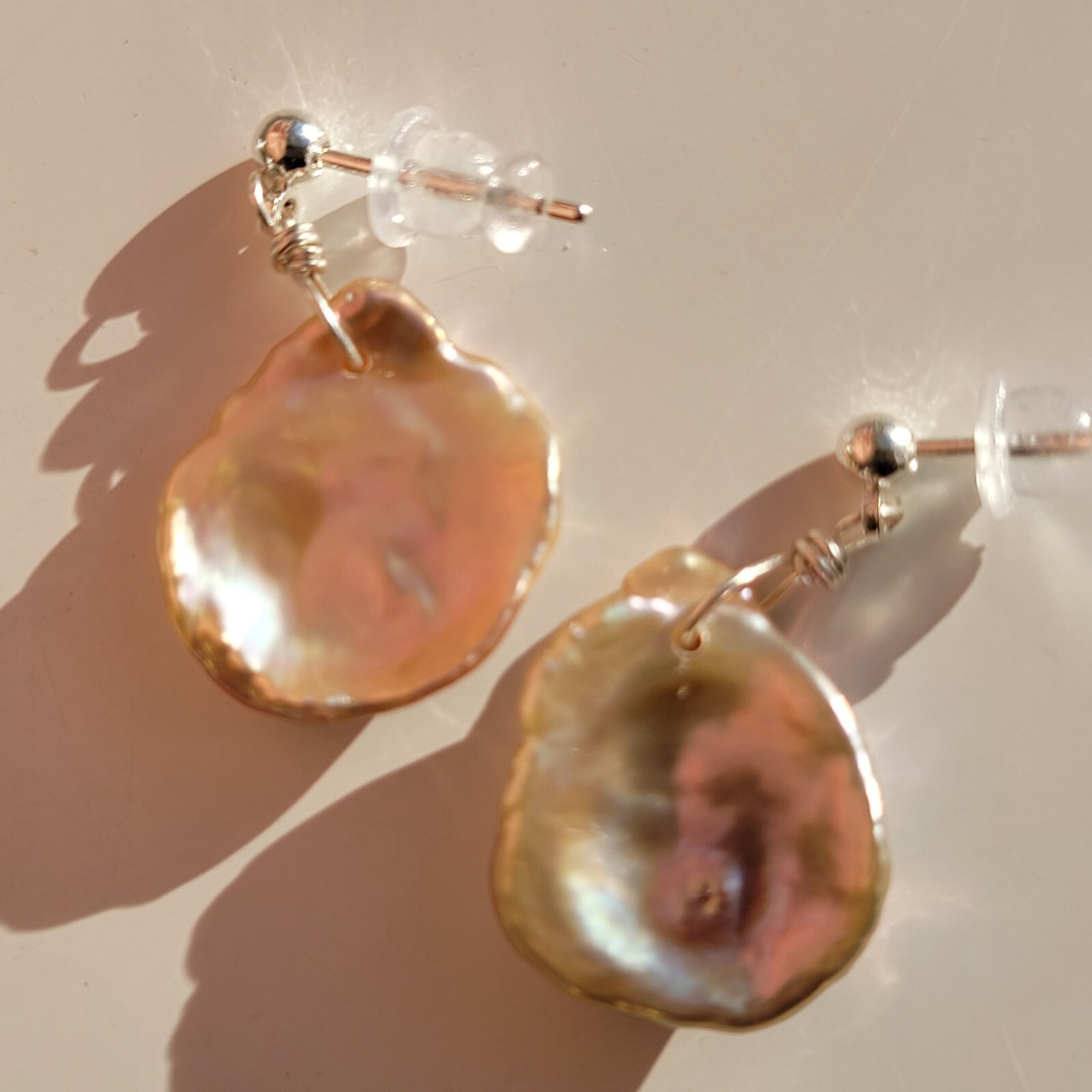 Boucles d'oreilles argent perles de culture d'eau douce design romantique