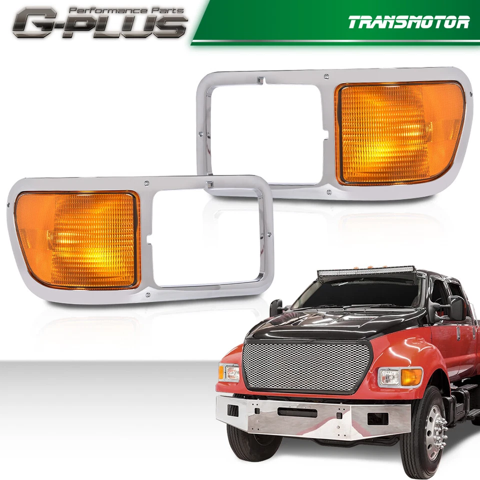 Par de luces de esquina bisel faros aptos para Ford F650 F750 F-650-F750 2000-2015 Foto 3 de 4
