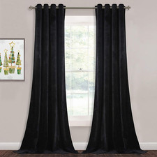 Blackout Black Velvet Curtains 96 Inches Theater Curtains Grommet Heat Insulated
