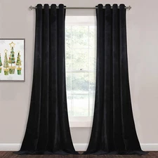 Blackout Black Velvet Curtains 96 Inches Theater Curtains Grommet Heat Insulated