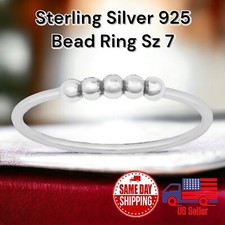 Sterling Silver 925 Bead Ball Ring Band Sz 7