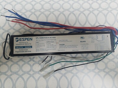 ESPEN PROGRAMMABLE LED DRIVER VPL100MVHUD-A-4C-XXX 66W MAX 120-277V 50/60Hz