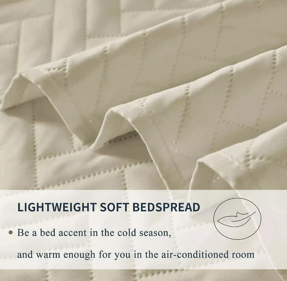 King Comforter Quilt Set Dark Ivory w/ Pillow SHAMS Lightweight Soft Semech. - Image 2 of 4