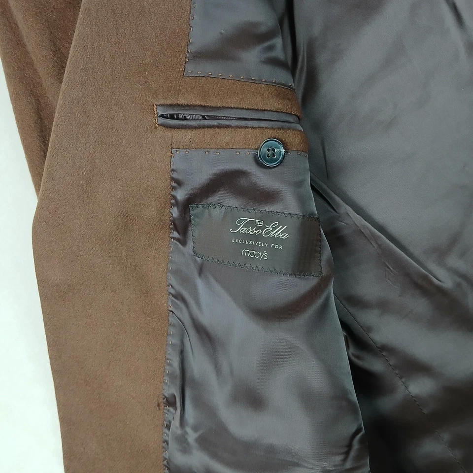Chaqueta Blazer Abrigo Deportivo Tasso Elba 40R Para Hombre 100% Cachemira Marrón 21x30 Foto 4 de 4