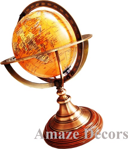 Antique Brass Globe World Map Nautical Desk Decor Astrolabe Armillary Sphere 11" - Picture 3 of 7