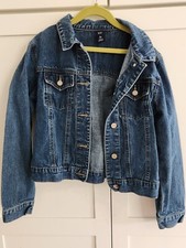Boys Girls Gap Blue Denim Button Up Long Sleeve Jean Jacket Size XL 12 Unisex