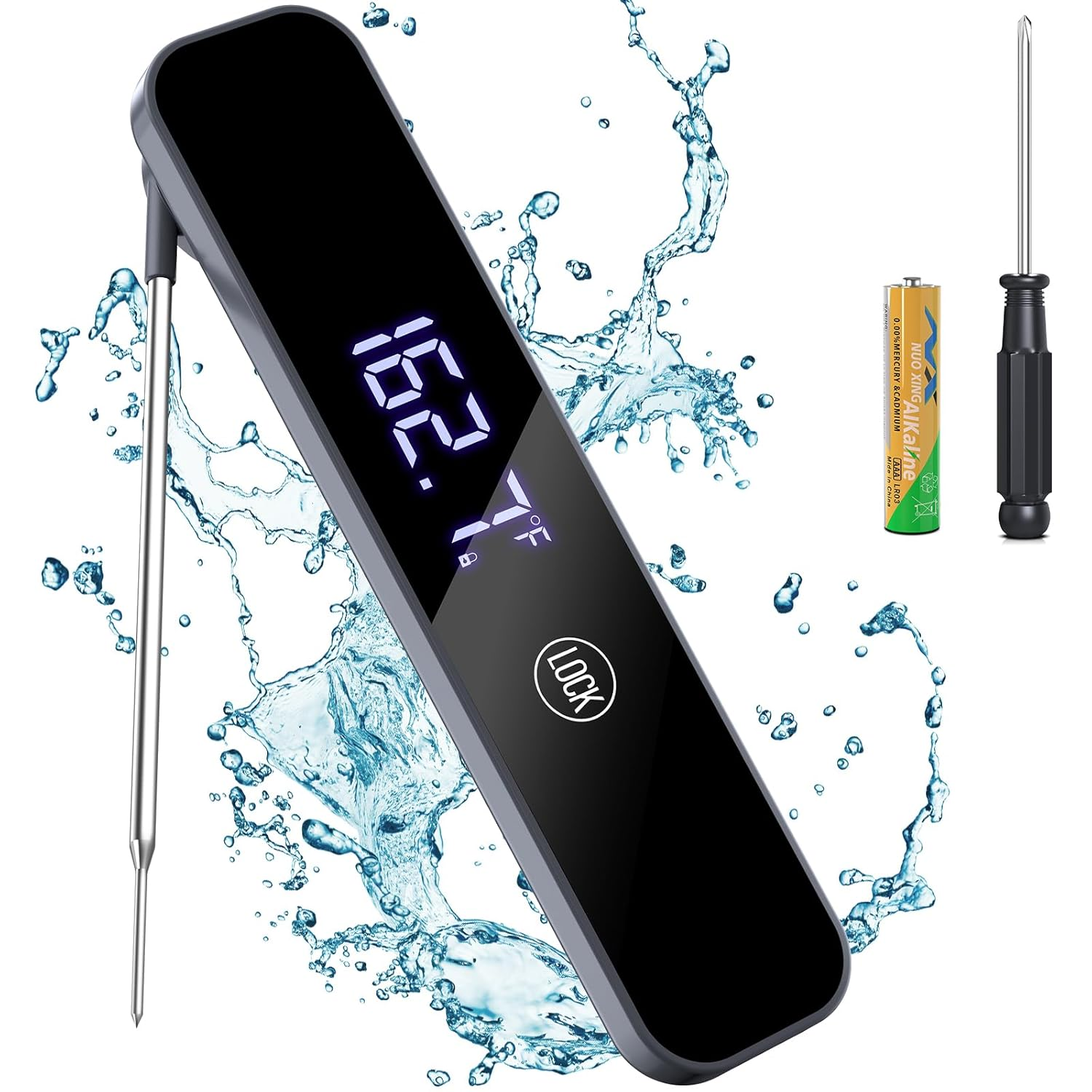 Meat Thermometer Digital,  1S Instant Read Thermometer, Waterproof Professions K-image