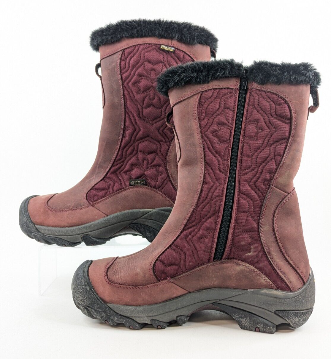 Keen Betty Boot – Stivali trapuntati invernali da donna 10 in pelle bordeaux pelliccia neve