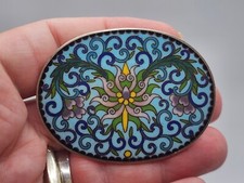 EXCELLENT Antique / Vintage OLD CHINESE Silver  CLOISONNE ENAMEL Belt BUCKLE