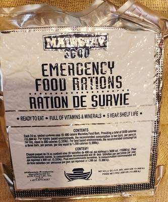 Mainstay 3600 Emergency Food Rations Bar Pack MRE Survival Doomsday Prep Camping